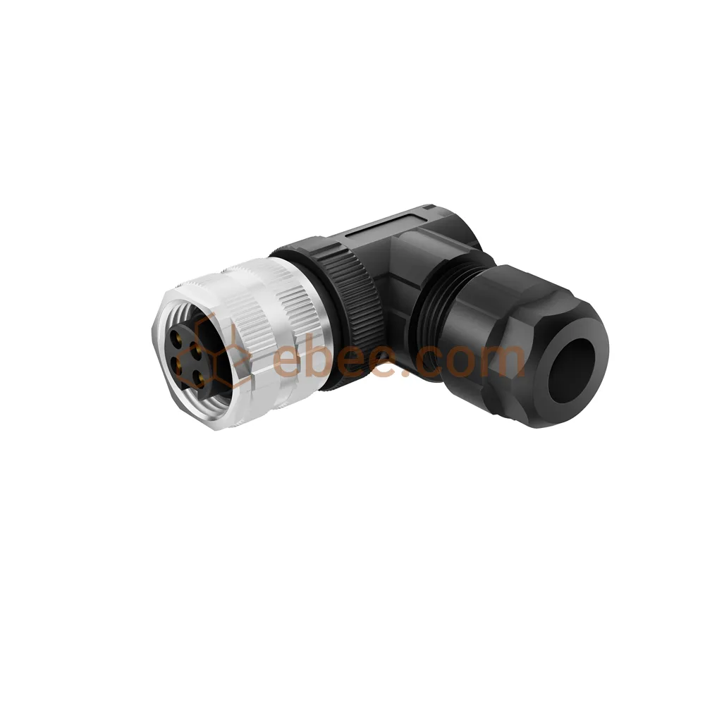 Mini Cambio 7/8" 4 Pin A Code Female Field Assembly Connector Unshielded Screw Termination Angled PG13.5