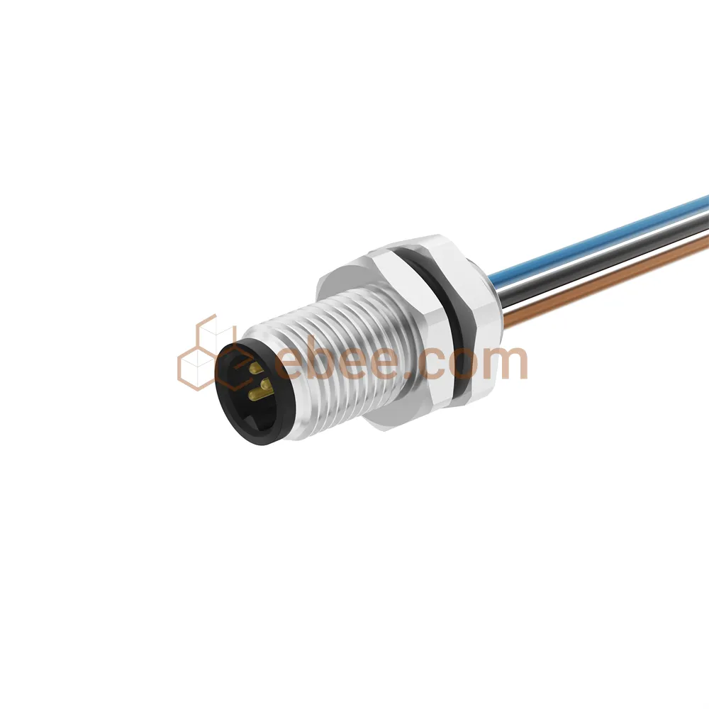 M5 3 Pin Un código Hombre Panel de montaje Receptáculo con Wires Retened retened Straeled