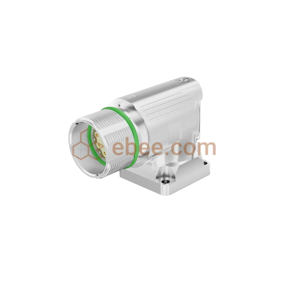 M23 12 Pin Female Signal Panel Mount Receptacle Flange Fastened Unshielded Crimp Angled 28.2