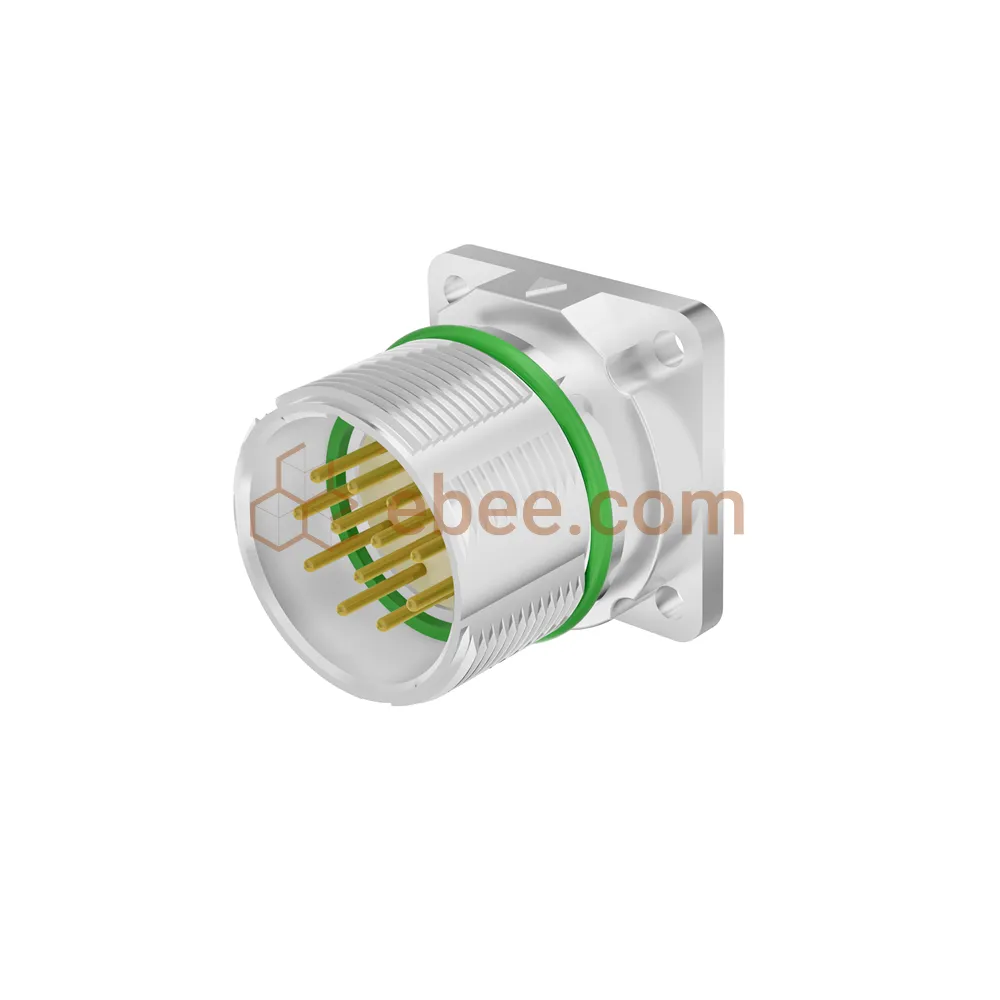 M23 12ピン男性信号パネルマウントレセプタクルフランジ固定シールドされていないクリンプストレート