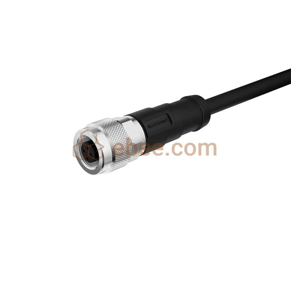 M9 4 Pin A Code Female Single-ended Cable Unshielded Straight PUR