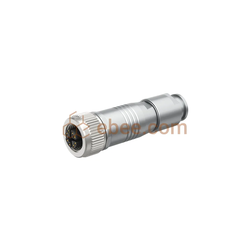 M12 8 Pin X Code Female Field Assembly Plug Solder Cup Shielded Straight
