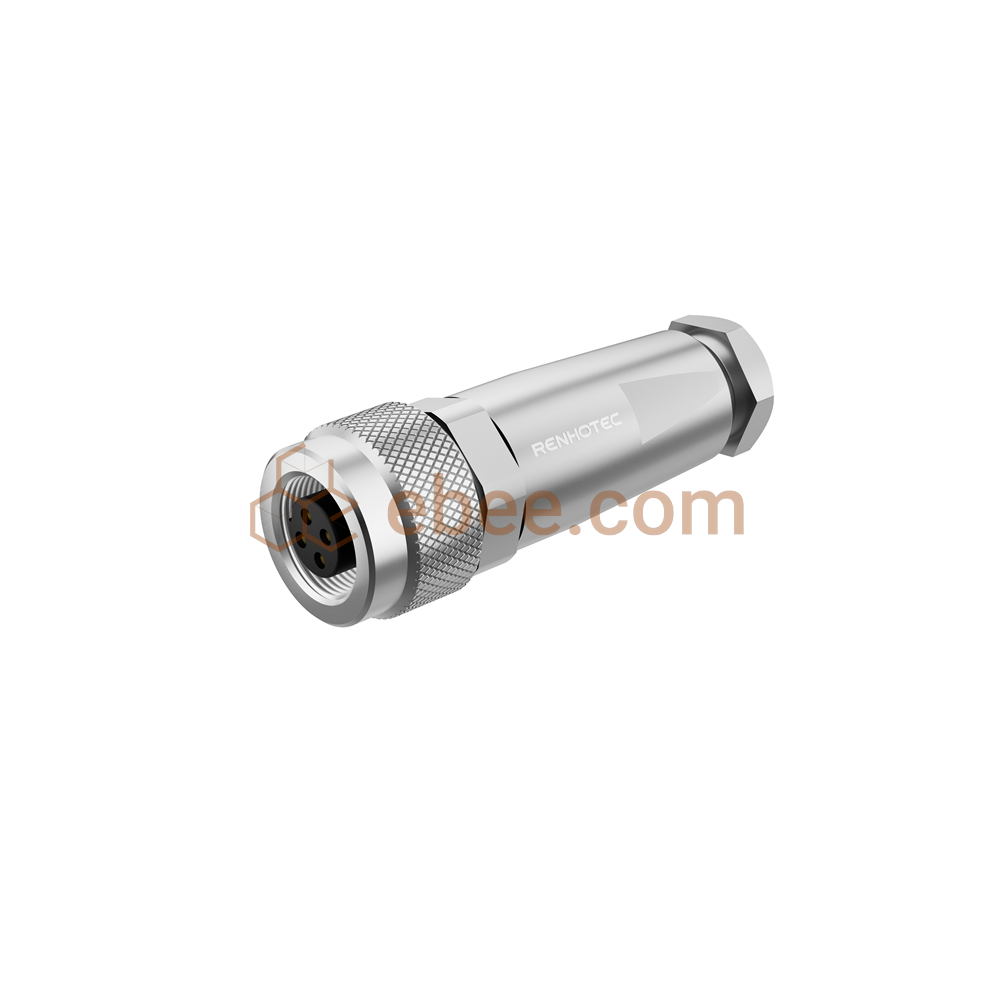 M9 4 Pin A Code Female Field Assembly Connector Shielded Solder Cup Straight