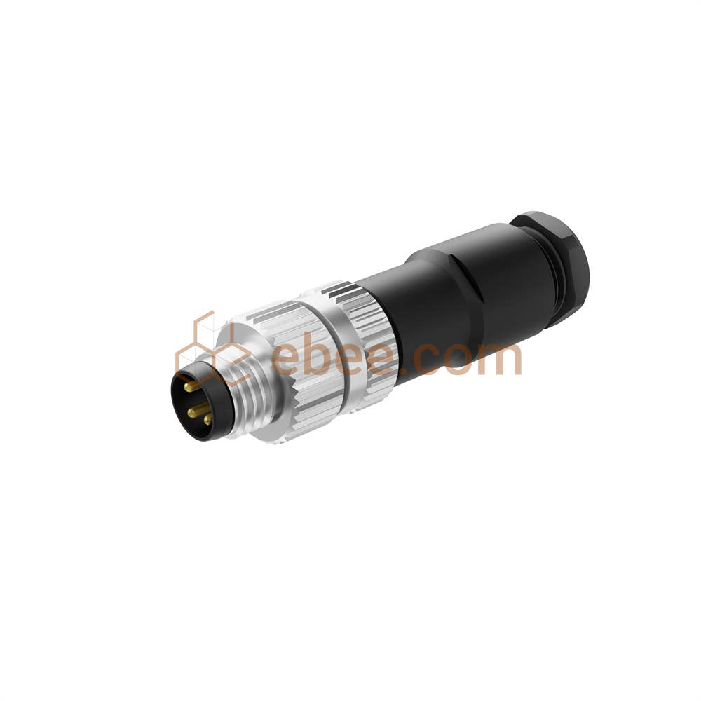 M8 3 Pin A Code Male Field Assembly Connector Unshield Solder Cup Straight