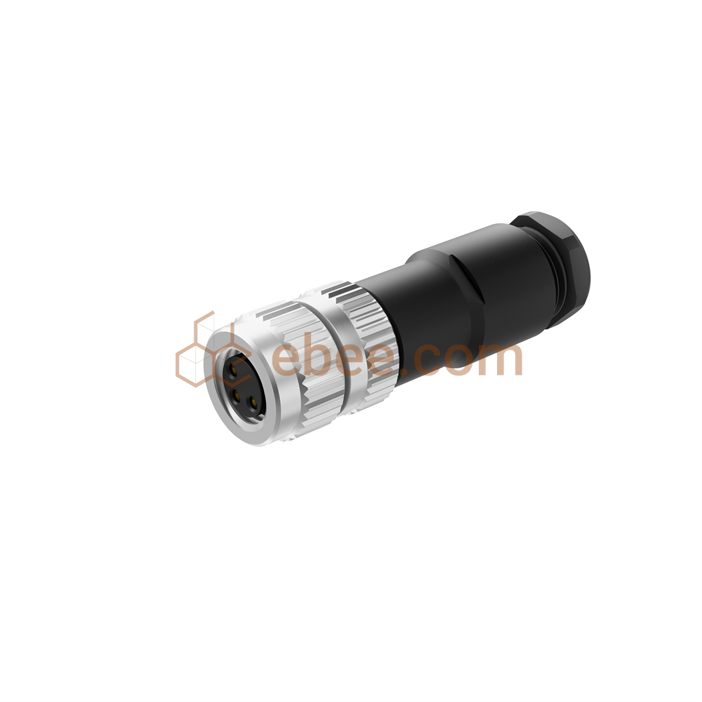 M8 3 Pin A Code Field Assembly Connector Unshield Solder Cup Straight