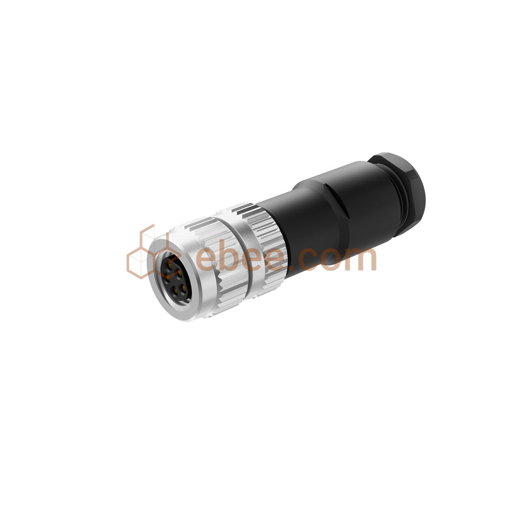 M8 5 Pin B Code Field Assembly Connector Unshield Solder Cup Straight