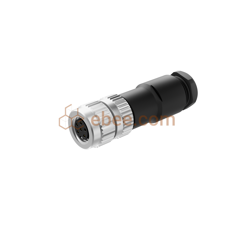 M8 6 Pin A Code Field Assembly Connector Unshield Solder Cup Straight