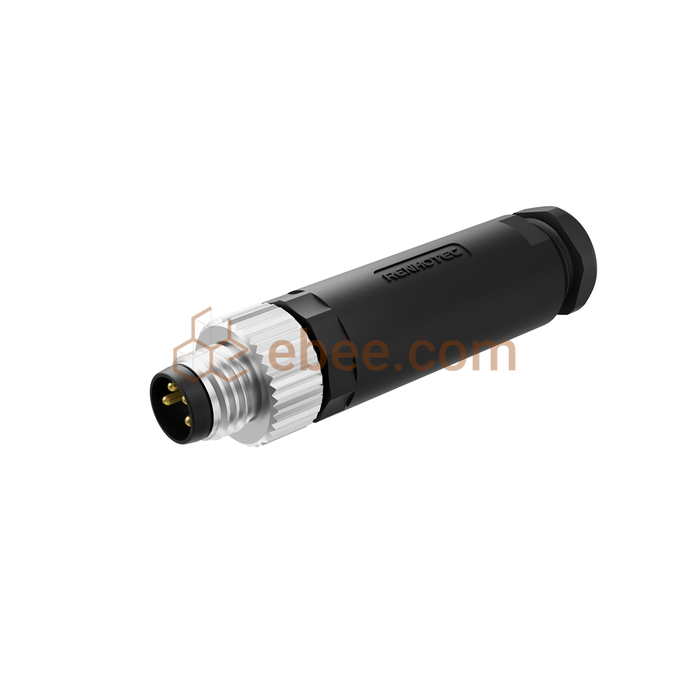 M8 4 Pin A Code Male Field Assembly Connector Unshield Screw Termination Straight