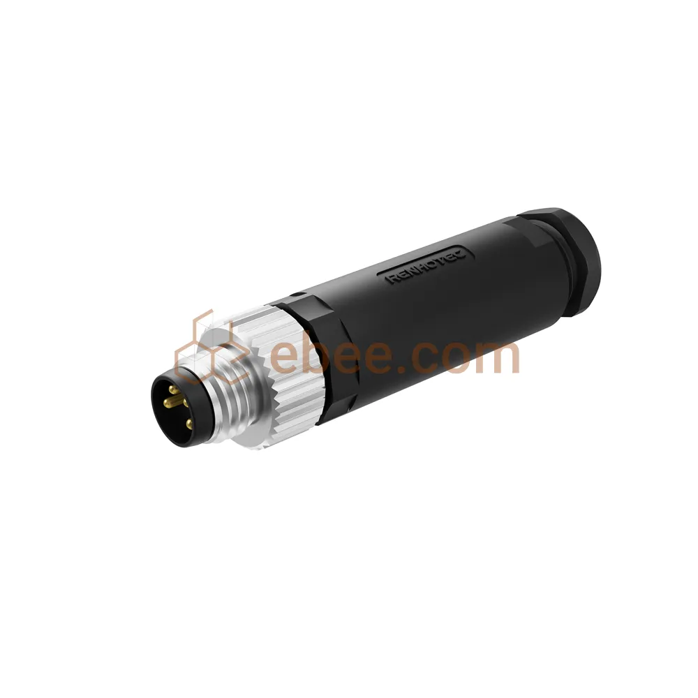 M8 4 Pin A Code Male Field Assembly Connector Unshield Screw Termination Straight