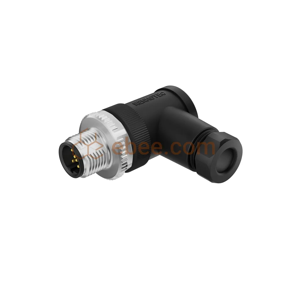 M12 5 Pin B Código de Campo Conector de Montagem de Campo Parafuso Temminação Unshielded Angled PG9