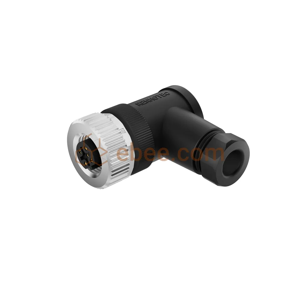 M12 5 Pin B Código Feminino Conector de Montagem de Campo Parafuso Teminamento Angled PG9