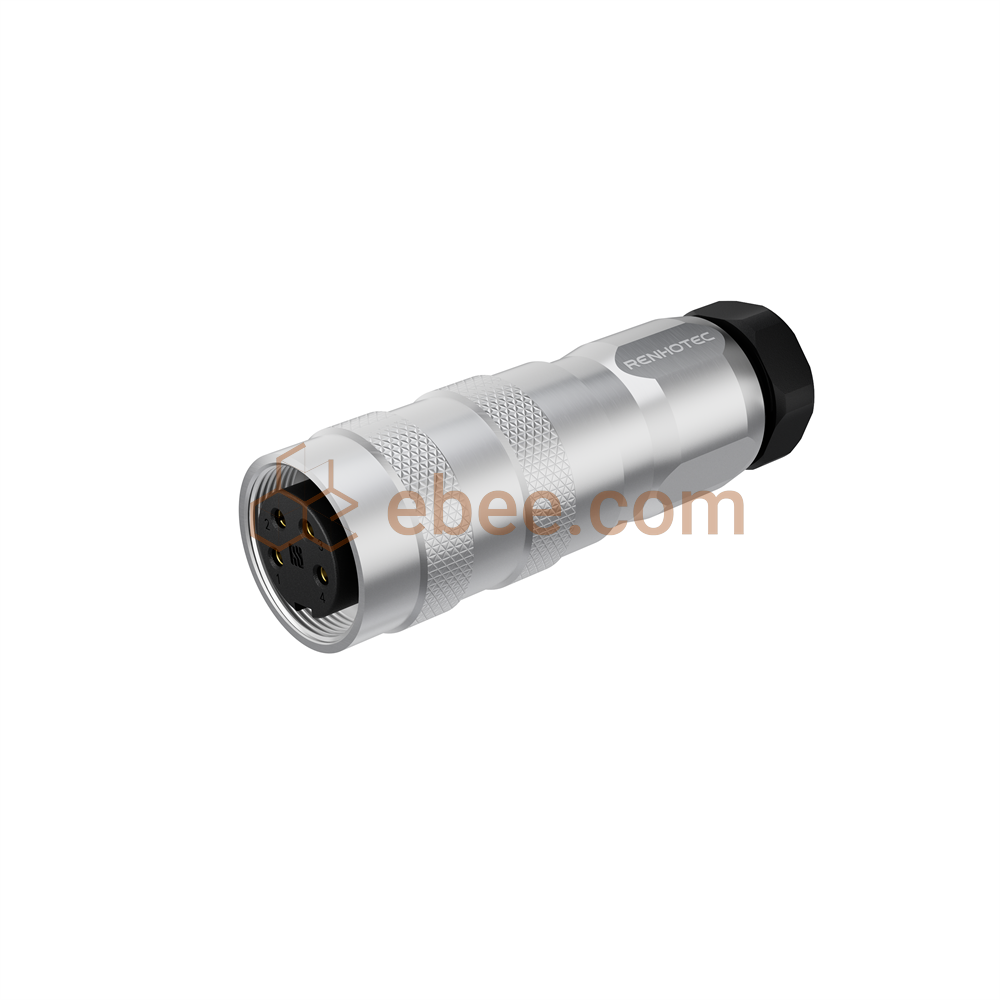 M16 4 Pin Female Field Assembly Connector Shielded Solder Cup Straight PG9